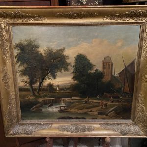Schilderij op doek met dorpsaangezicht