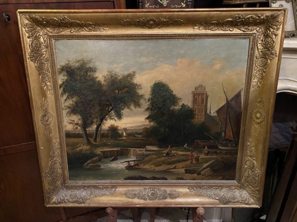 Schilderij op doek met dorpsaangezicht