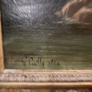 Schilderij op doek met dorpsaangezicht handtekening